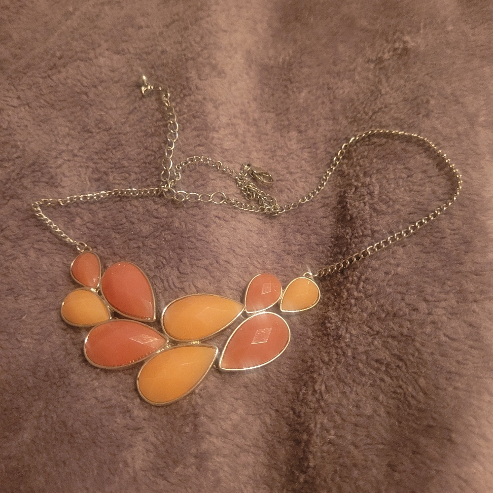 Peach gem necklace